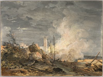 Incendio nel porto da Louis Gabriel Moreau