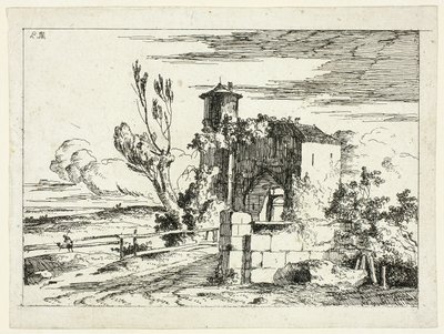 Paesaggio con vecchio portale da Louis Gabriel Moreau