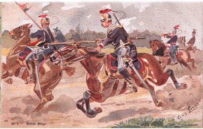 Lancieri, Cartolina, 1920s da Louis Geens