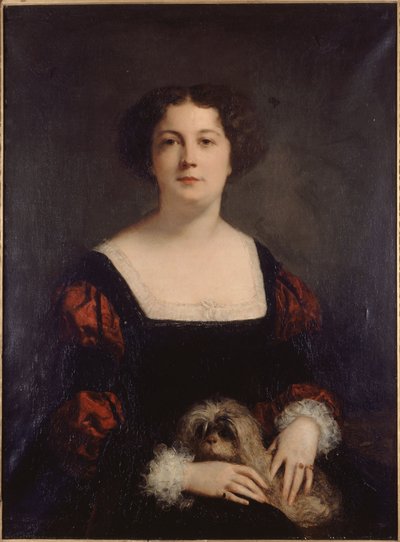 Francese:  Ritratto di Apollonie Sabatier (1822-1889), detta "La Présidente" La signora con il cagnolino da Louis Gustave Ricard