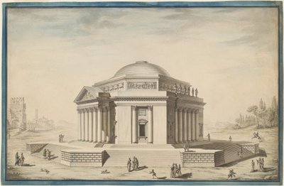 Tempio esagonale in un paesaggio italianeggiante da Louis Gustave Taraval