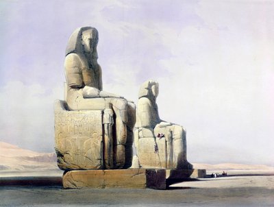 Dettaglio dei Colossi di Memnone, Tebe, Egitto, 4 dicembre 1838 1846 da Louis Haghe