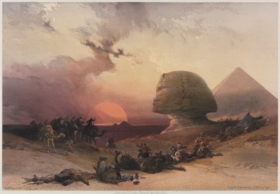 Egitto e Nubia, Volume III: Avvicinamento del Simoon-Deserto a Giza da Louis Haghe