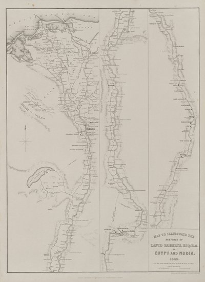 Egitto e Nubia, Volume III: Mappa per Illustrare gli Schizzi di David Roberts, Esq: R.A. in Egitto e Nubia 1849 da Louis Haghe
