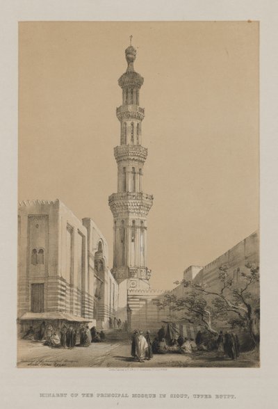 Egitto e Nubia, Volume III: Minareto della Moschea Principale Siout, Alto Egitto da Louis Haghe