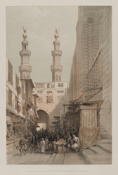 Egitto e Nubia, Volume III: Minareti e Grande Ingresso dei Metwaleys, al Cairo, 1848 da Louis Haghe