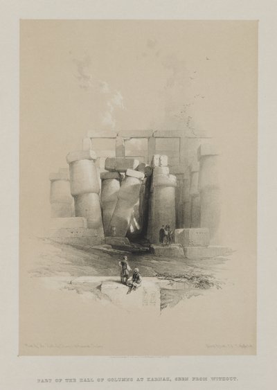 Egitto e Nubia, Volume II: Parte della Sala delle Colonne a Karnak, Tebe, 1847 da Louis Haghe