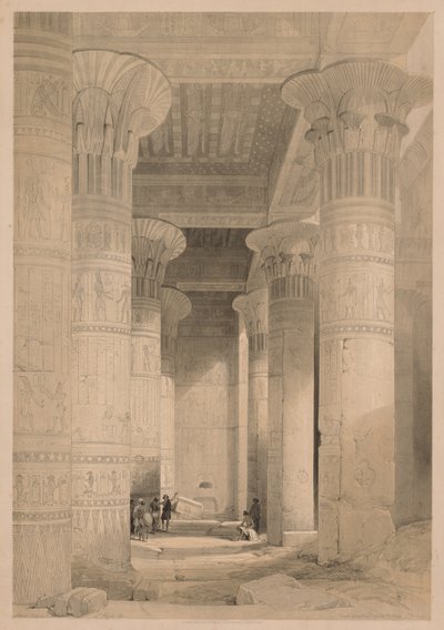 Egitto e Nubia: Volume I - Frontespizio, Vista sotto il grande portico, Philae, 1838 da Louis Haghe