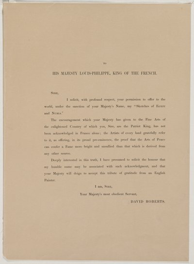 Egitto e Nubia, Volume I: Pagina di Dedica, 1846 da Louis Haghe