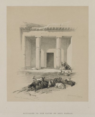 Egitto e Nubia, Volume I: Ingresso alle Grotte di Beni-Hasan, 1847 da Louis Haghe