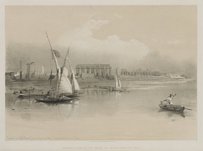 Veduta generale delle rovine di Luxor dal Nilo, 1846 da Louis Haghe