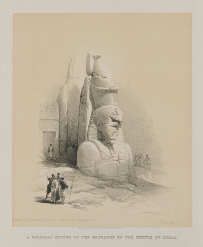 Egitto e Nubia, Volume I: Uno dei Due Colossi di Ramesse II. Ingresso al Tempio di Luxor da Louis Haghe