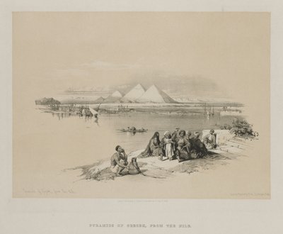 Egitto e Nubia, Volume I: Piramidi di Giza, dal Nilo, 1846 da Louis Haghe
