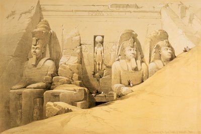 Elevazione frontale del Grande Tempio di Abu Simbel, Nubia, Egitto, 1849 da Louis Haghe