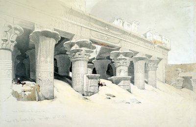 Portico del tempio di arenaria di Edfu dedicato al dio falco Horus, Egitto, 1838 da Louis Haghe