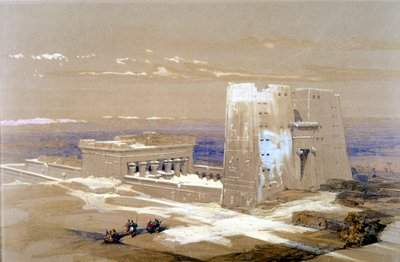 Tempio di arenaria di Edfu, dedicato al dio falco Horus, Egitto, 1838 da Louis Haghe
