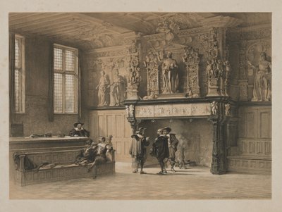 Schizzi in Belgio e Germania, Volume I: Sala della Giustizia dei Magistrati du Franc, Bruges, 1840 da Louis Haghe