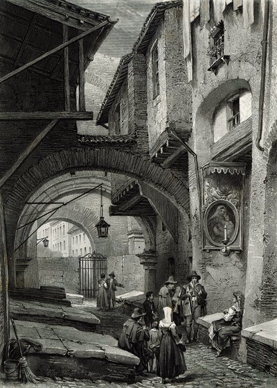 Il ghetto, Roma, inciso da S.V. Hunt, Cassell und Company, 1847 da Louis Haghe