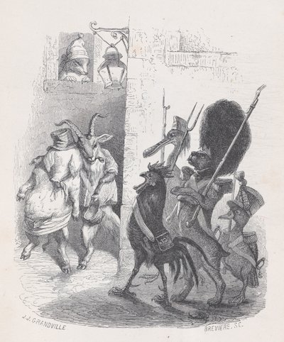 Più di una volta, lasciando il ballo in maschera il Sig. de *** fu arrestato dalla pattuglia..., ca. 1837-47 da Louis Henri Brévière