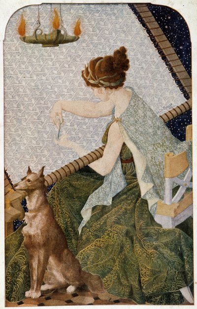 Penelope con la sua tela - pannello ricamato da H. de Rudder da Louis Henri de Rudder