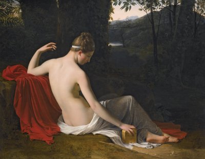 Pandora distesa in un paesaggio boscoso da Louise Marie Jeanne Hersent