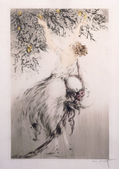 Ragazza che raccoglie limoni da Louis Icart
