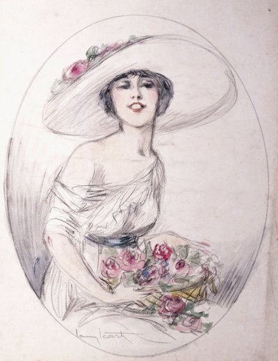 Ragazza con Mazzo di Fiori da Louis Icart