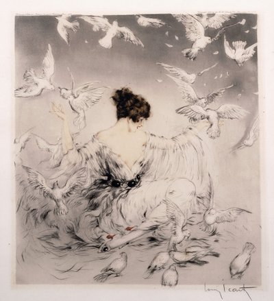 Ragazza con colombe da Louis Icart