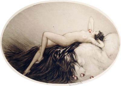 Nudo reclinato con mele da Louis Icart