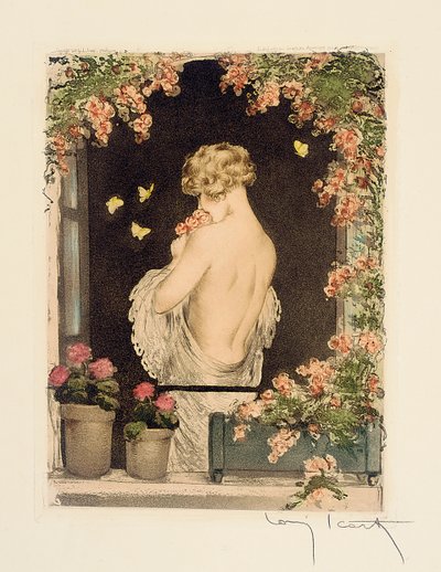 Le quattro stagioni: Estate, c.1928 (acquaforte e acquatinta colorata a mano) da Louis Icart