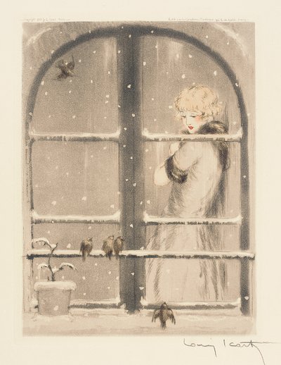 Le quattro stagioni: inverno, c.1928 (colorato a mano) da Louis Icart