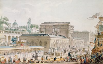 Antichità trovate a Ercolano trasportate al Museo di Napoli, c.1782 da Louis Jean Desprez