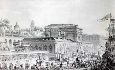 Antichità trovate a Ercolano trasportate al Museo di Napoli, c.1782 da Louis Jean Desprez