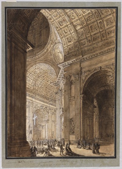 Interno di San Pietro illuminato da Louis Jean Desprez