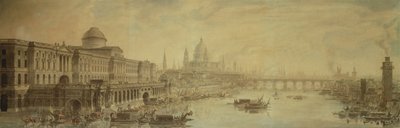 Somerset House, Cattedrale di St. Paul e Ponte di Blackfriars da Louis Jean Desprez