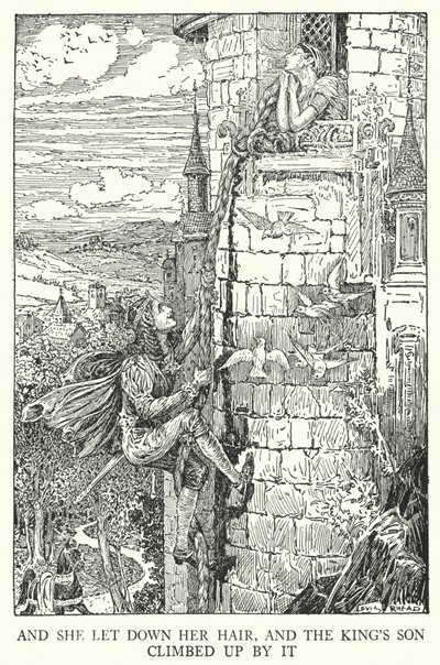 E lei sciolse i capelli, e il figlio del re vi salì (litografia) da Louis John Rhead