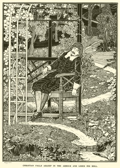 Cristiano si addormenta nel pergolato e perde il suo rotolo da Louis John Rhead