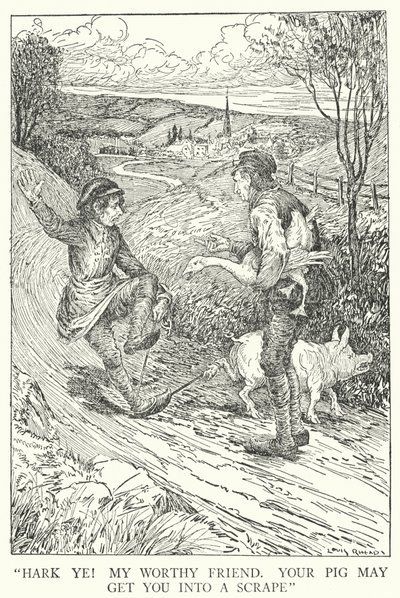 "Ascolta! Mio degno amico, il tuo maiale potrebbe metterti nei guai" da Louis John Rhead