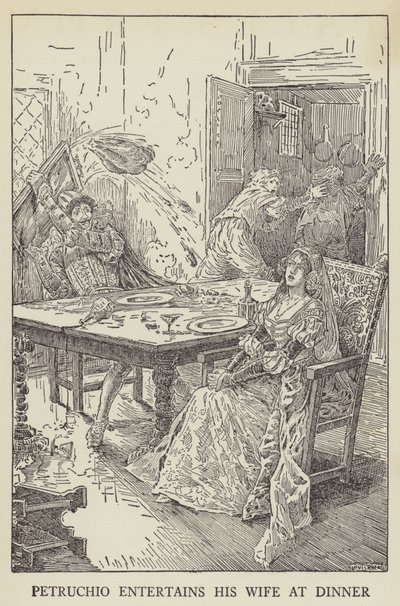 Petruchio intrattiene sua moglie a cena da Louis John Rhead