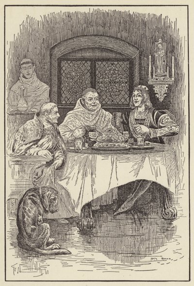 Il priore William offre un banchetto al re e al vescovo da Louis John Rhead