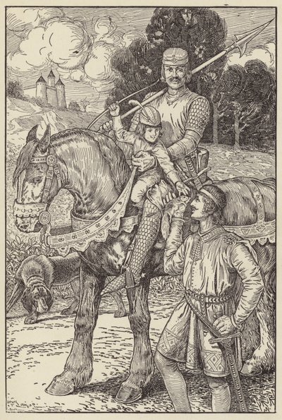 Robert sparava con il suo piccolo arco agli scoiattoli da Louis John Rhead