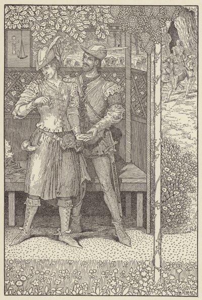 Robin Hood e Marian nel loro rifugio da Louis John Rhead