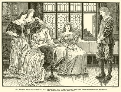 Il Palazzo Bello, Discrezione, Prudenza, Pietà e Carità da Louis John Rhead