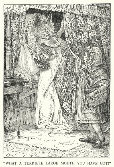 "Che bocca terribilmente grande hai!" (litografia) da Louis John Rhead