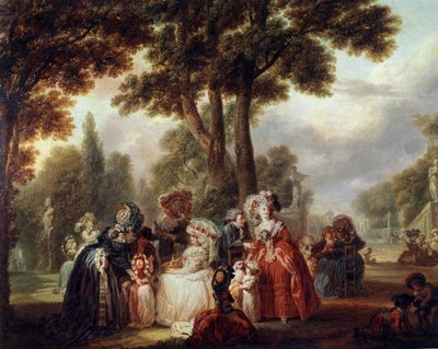 Riunione mondana di nobili in un giardino da Louis Joseph  Watteau