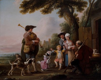 Musicisti con animali che si esibiscono davanti alle taverne da Louis Joseph (1731 98) Watteau