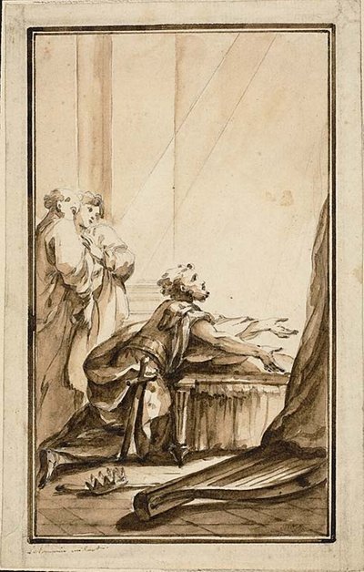 Re Davide in ginocchio in penitenza da Louis Joseph Le Lorrain
