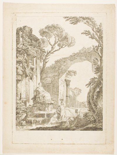 La fontana nelle rovine da Louis Joseph Masquelier