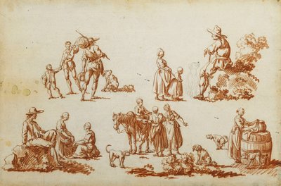 Studi di figure e animali da Francois Louis Joseph Watteau