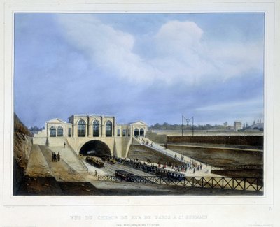 Chemin de fer de Paris à Saint Germain - in Paris en 1837 di Arnout da Louis Jules Arnout